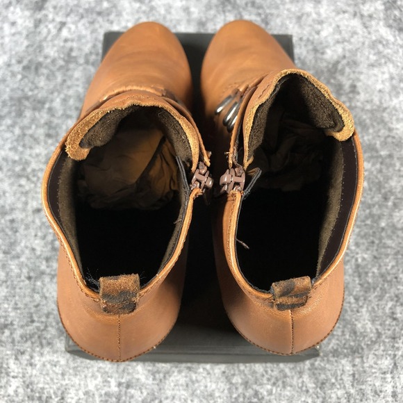 Gabor Boots Womens Size 7 Brown Ankle Booties Leather Side Zip Block Heel Straps - Picture 9 of 16